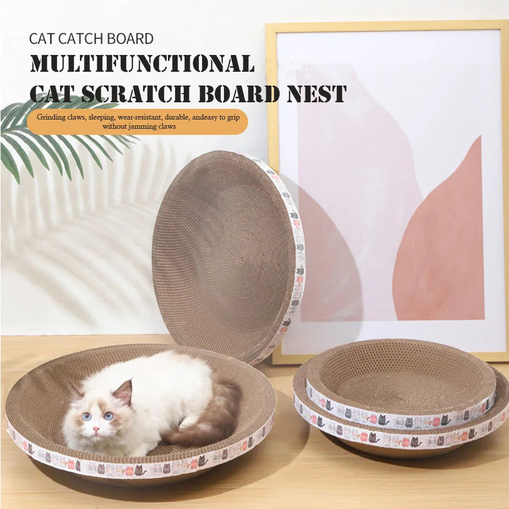 Corrugated Cardboard Cat Scratcher Bowl Bed, Two Sizes