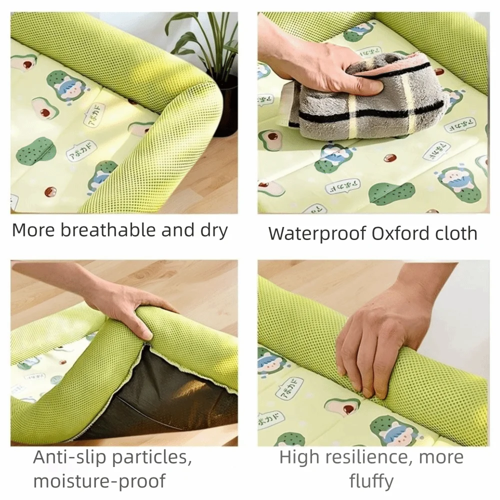 Square Cotton Pet Bed with Raised Edge