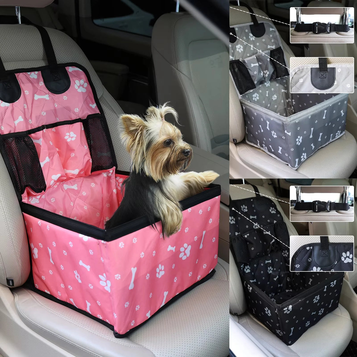 Dog Car Seat with Storage Pocket,Travel Dog Bag Cover Folding Hammock Pet Carriers and Travel Gear for Small Medium Dog Supplies