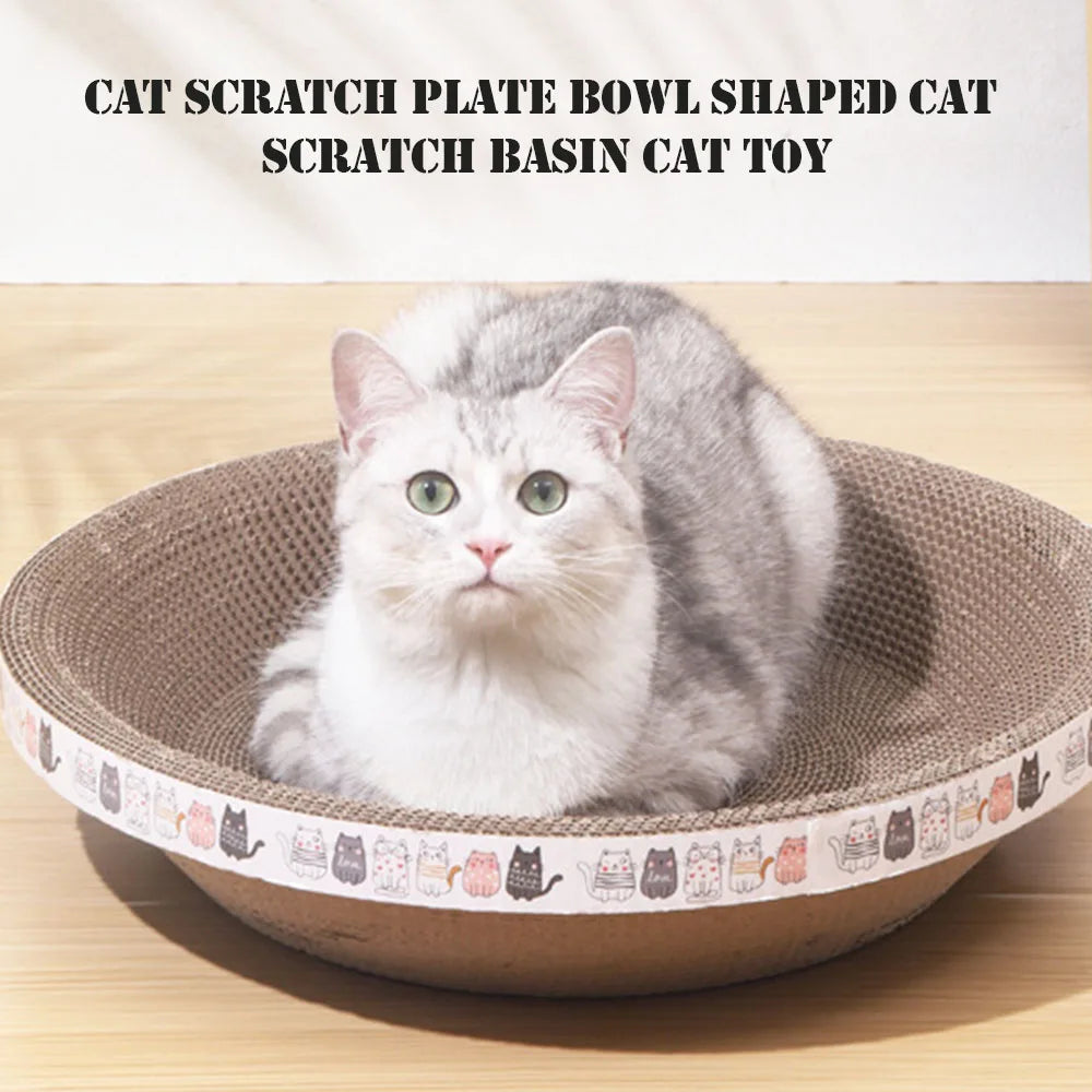 Corrugated Cardboard Cat Scratcher Bowl Bed, Two Sizes