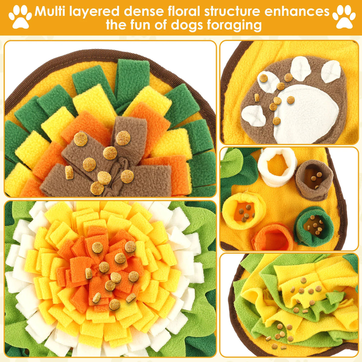 Pet Snuffle Mat Anti Slip Dogs Sniff Pad Soft Polyester Interactive Dog Treat Dispenser Mat for Pet Smell Training & Slow Feeder