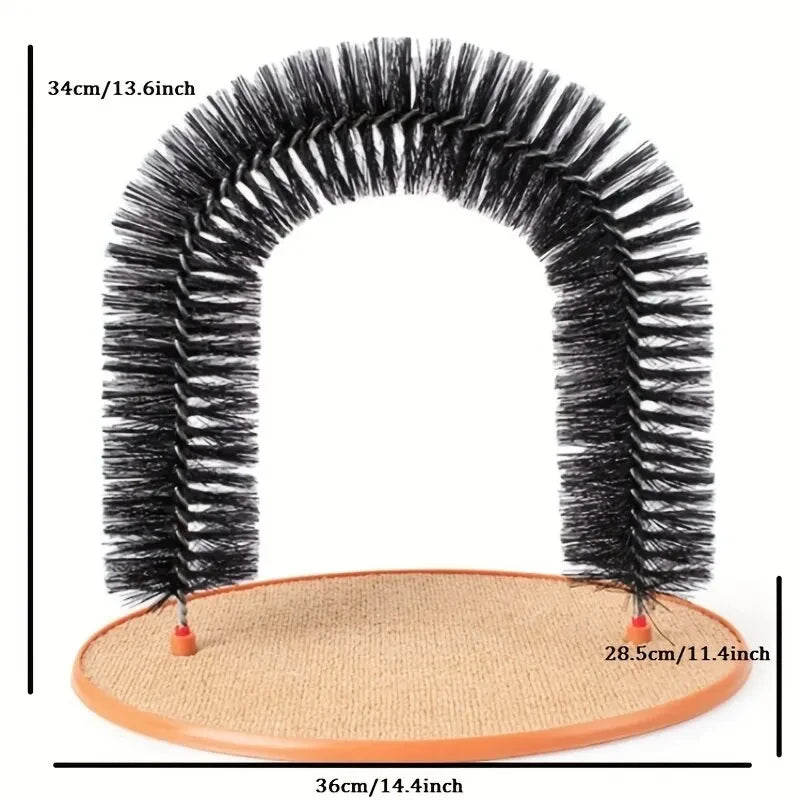 Cat Arch Self-Groomer with Rubbing Brush and Scratch Pad