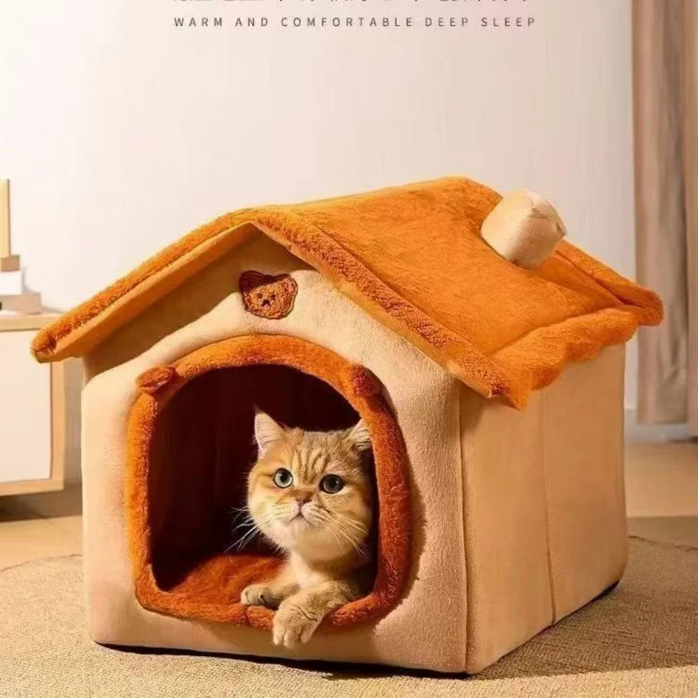House-Style Pet Bed for Small Dogs & Cats, Removable & Washable