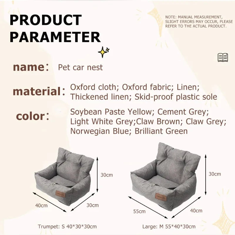 Pet Car Safety Seat Bed Pad Kennel Removable Washable Pet Supplies Four Season Universal Outdoors Traveling Indoor Dog Car Seat