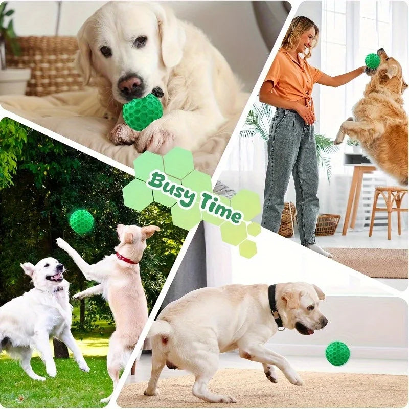 Hexagonal Natural Rubber Squeaky Ball Dog Toy