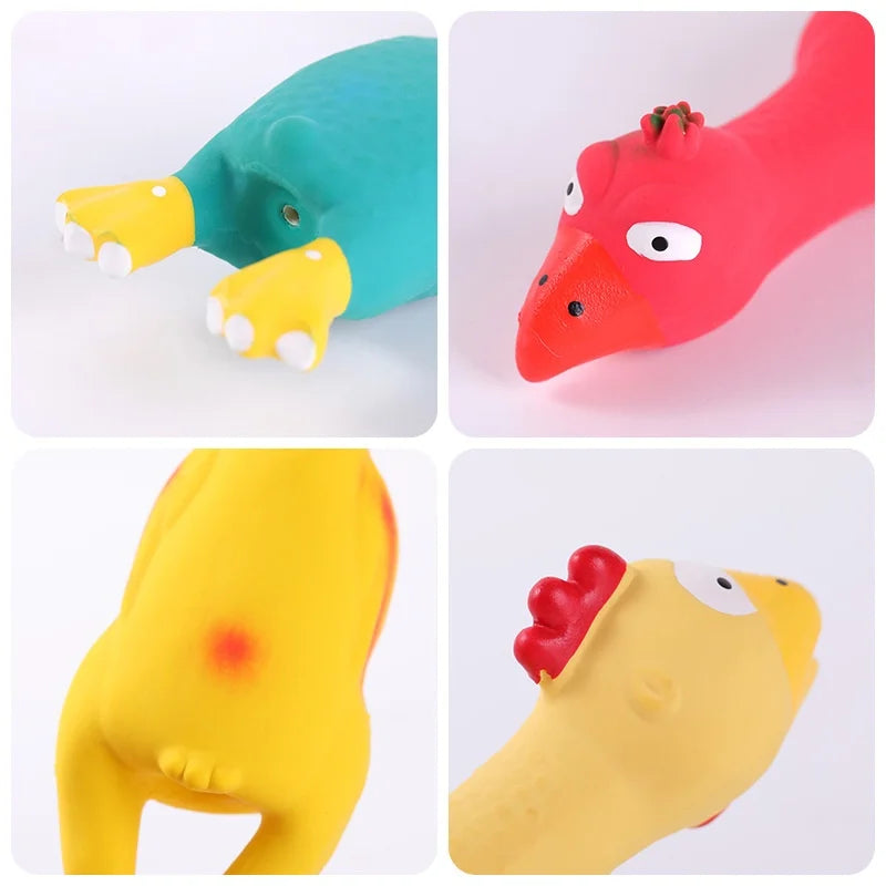 Cute Dog Squeak Toy in Chicken Shape Latex Durable Chew Interactive Pet Supplies for Small to Medium Breeds