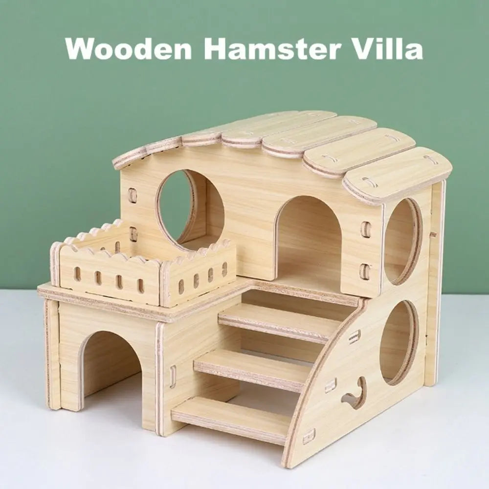New Wooden Hamster Villa Easy to Install Durable Seesaw Swing Chewable Cage Accessories Hamster Climb Toy Pet Supplies