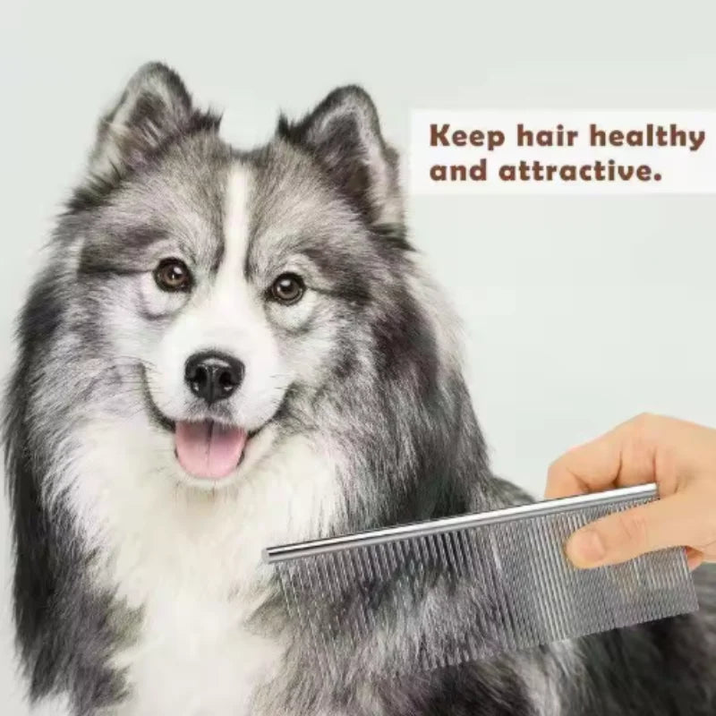 Stainless Steel Pet Grooming Comb Pet Dematting Comb for Dogs and Cats Gently Removes Loose Undercoat Flea Comb