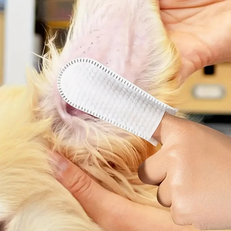 Disposable Finger Covers for Dogs & Cats Pet Cleaning Finger Covers Tartar Removal Ear Cleaning, Fresh Breath Essential