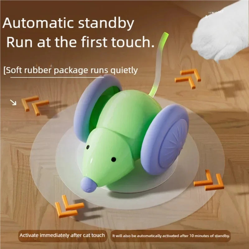 Electric Mouse Car Interactive Cat Toy Automatic Teaser Rechargeable Intelligent Obstacle Avoidance Kitten Pet Toys