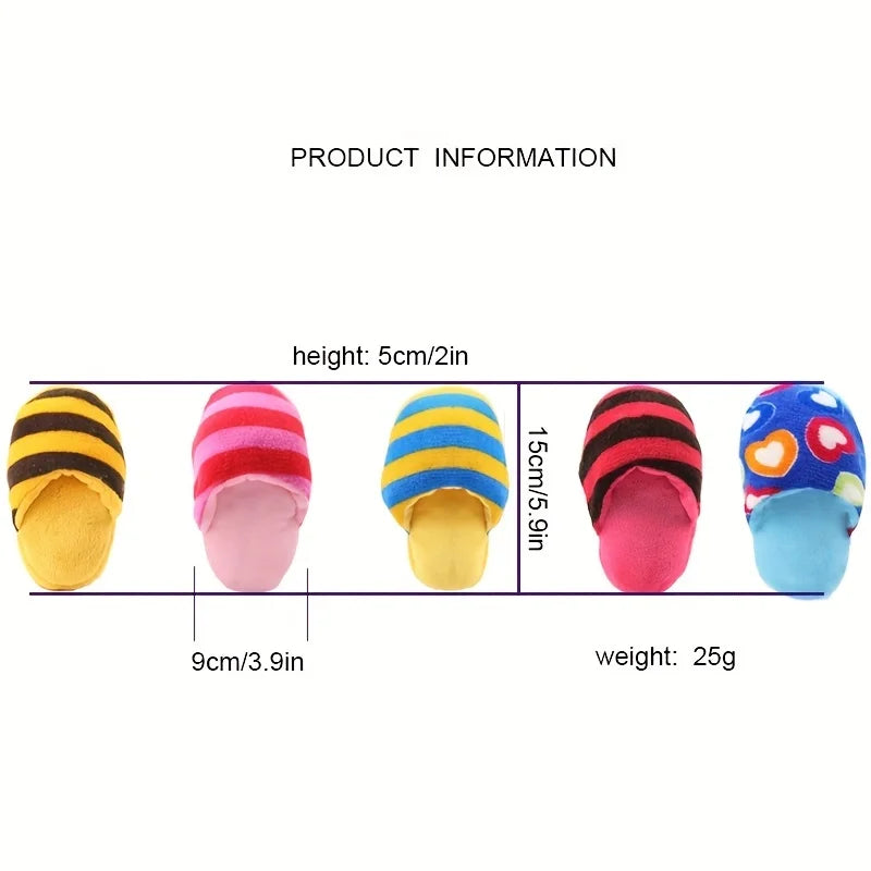 Durable Plush Squeaky Slipper Chew Toy Colorful Cartoon Dog Toys Animal Bite-Resistant Soft Interactive Pet Play Pet Supplies