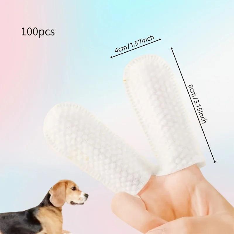 Disposable Finger Covers for Dogs & Cats Pet Cleaning Finger Covers Tartar Removal Ear Cleaning, Fresh Breath Essential
