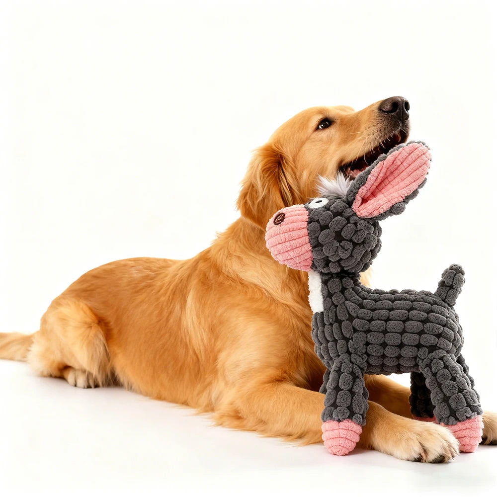 Dog Sounding Toy Molar Training Decompress Interactive Bite Resistant Donkey Shape Plush Toys Pet Dog Supplies