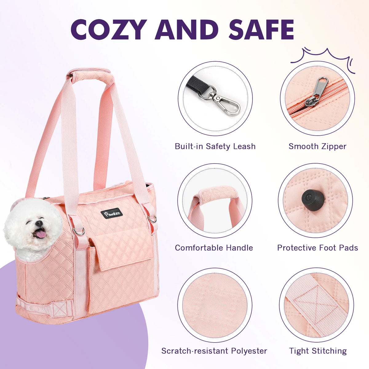 Pawaboo Dog Purse Carrier for Small Dogs with Pocket Lightweight Dogs and Puppies Tote Bag Carrier Dog Carriers Soft Sided