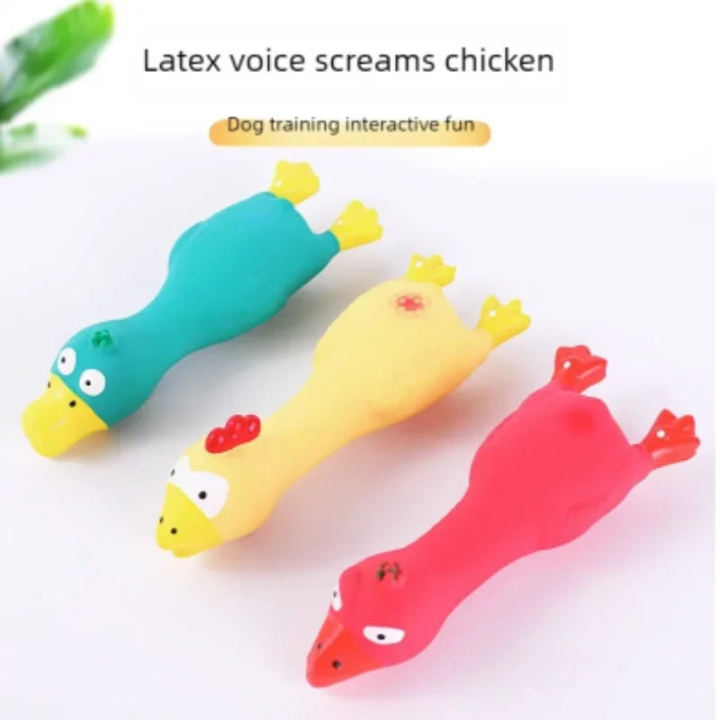 Cute Dog Squeak Toy in Chicken Shape Latex Durable Chew Interactive Pet Supplies for Small to Medium Breeds