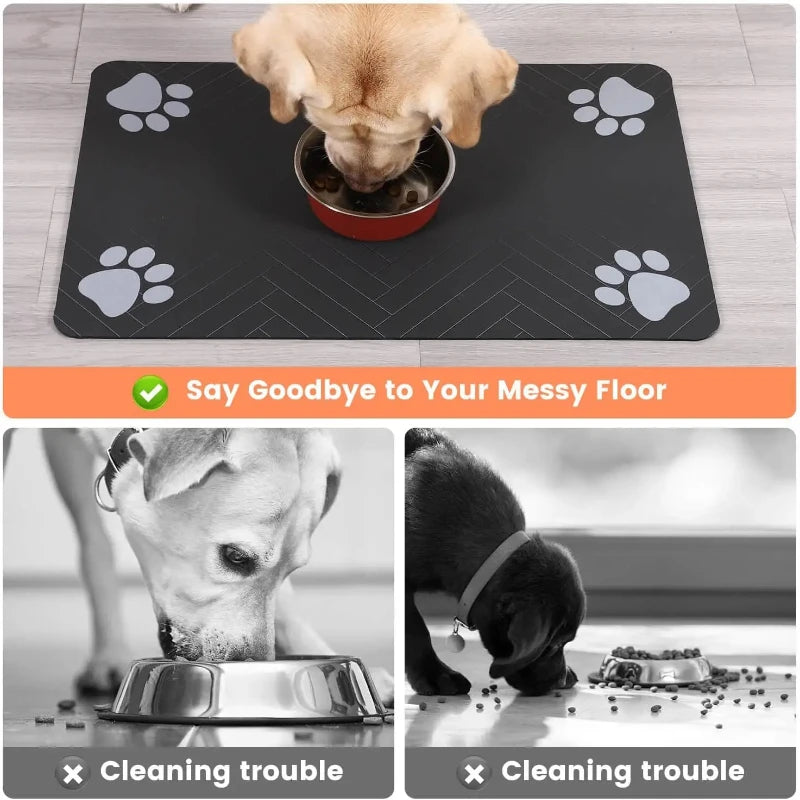 Pet Feeding Mat-Absorbent Pet Placemat for Food and Water Bowl with Waterproof Rubber Backing Quick Dry Water Mat for Dog Cat