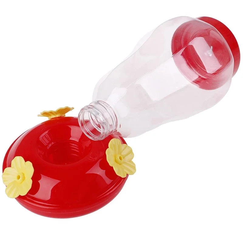 480ML Plastic Bird Water Feeder Bottle Hanging Hummingbird Feeder Garden Outdoor Plastic Flower Iron Hook Pet Bird Supplies