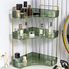 Tera Corner Cabinet Organizer | 3-Tier Transparent Design for Bathroom or Living Room