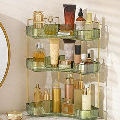 Tera Corner Cabinet Organizer | 3-Tier Transparent Design for Bathroom or Living Room