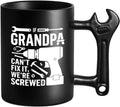 Funny Coffee Mug with Wrench Handle for Grandpa, Novelty Fathers Day Christmas Birthday Gifts for Grandpa Uncle Husband Brother Mechanic Tea Mug Present