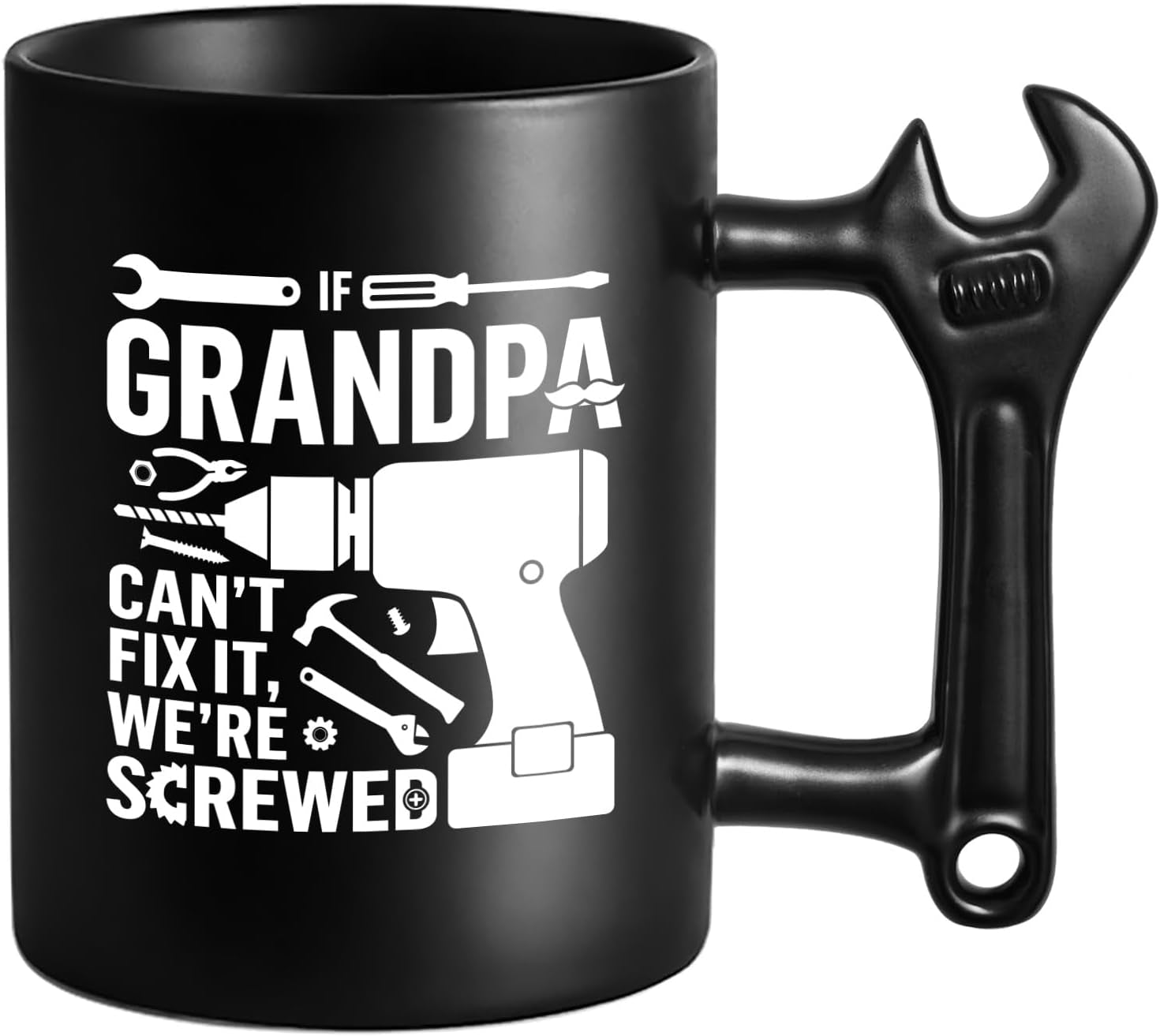 Funny Coffee Mug with Wrench Handle for Grandpa, Novelty Fathers Day Christmas Birthday Gifts for Grandpa Uncle Husband Brother Mechanic Tea Mug Present