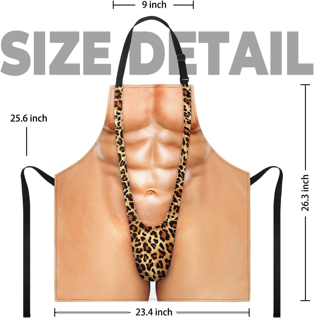 Funny Men Cooking Grilling Aprons Belly BBQ Funny Gag Gifts for Christmas, White Elephant Gift Exchange (Musclemankini, One Size)