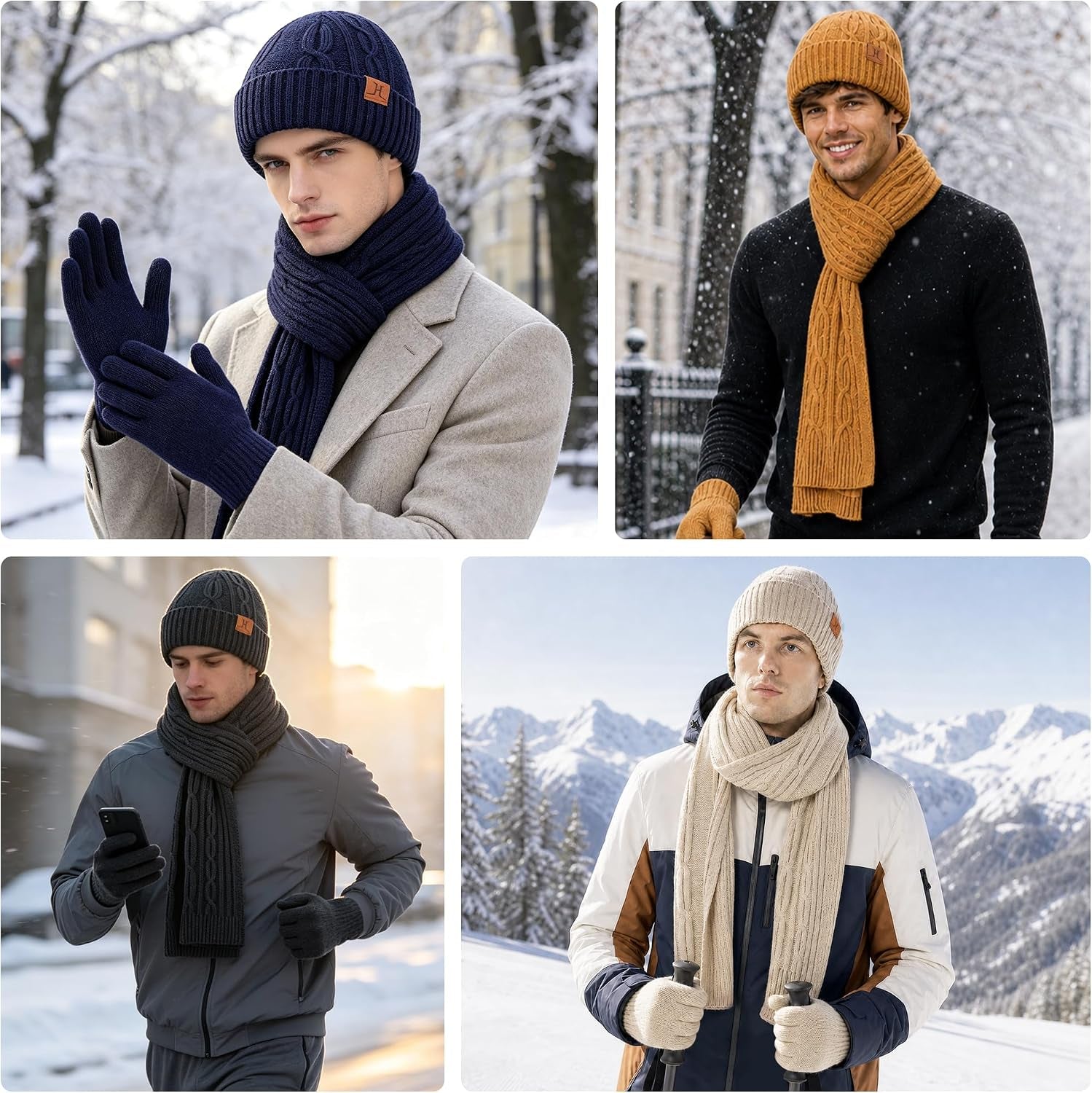 Winter Beanie Hats for Men Touchsreen Gloves Scarf Gifts for Men