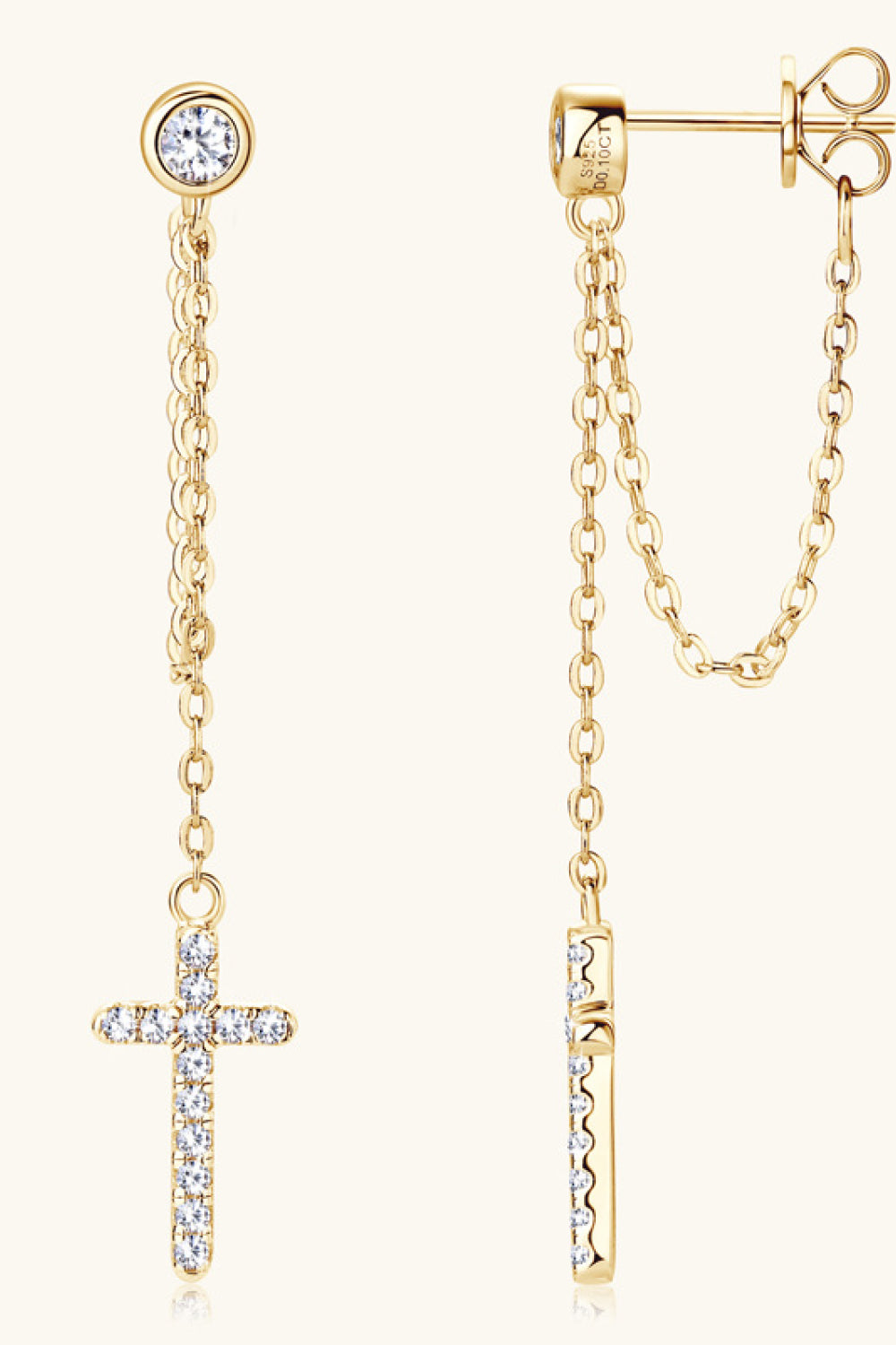 Moissanite 925 Sterling Silver Cross Earrings Trendsi