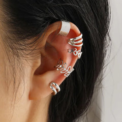 Creative Simple Non-Pierced Ear Clip Five-Piece Set,✨ Elevate Your Look with Modern Minimalist Ear Clips!