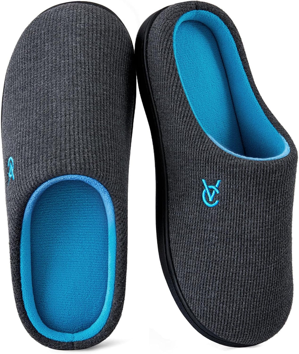 Women'S Two-Tone Slippers Soft Comfy Knit Memory Foam Non-Slip Indoor Outdoor House Shoes