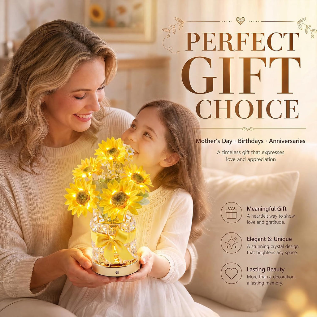 Sunflowers Flower Lamp Birthday Gifts for Women Mothers Day Gifts
