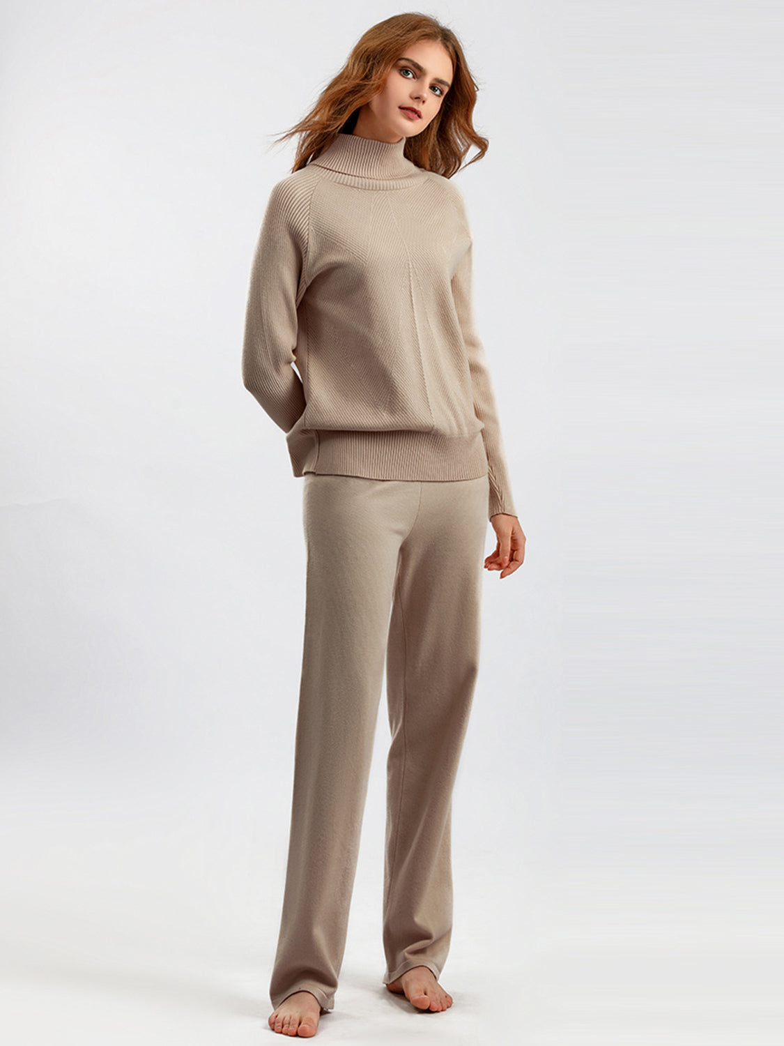 Basic Bae Turtleneck Raglan Sleeve Top and Pants Sweater Set Trendsi