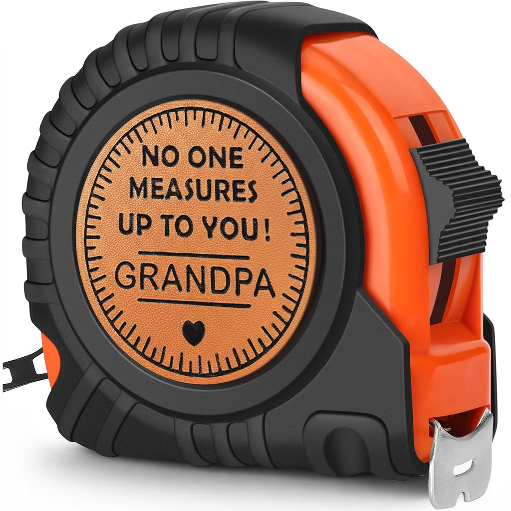 Grandpa Birthday Gifts from Grandkids, Christmas Grandpa Grandfather Papa Gifts from Granddaughter Grandson, Granddad Grandparents Day Gift Genuine Leather Engraved 25 FT Tape Measure Tools Present