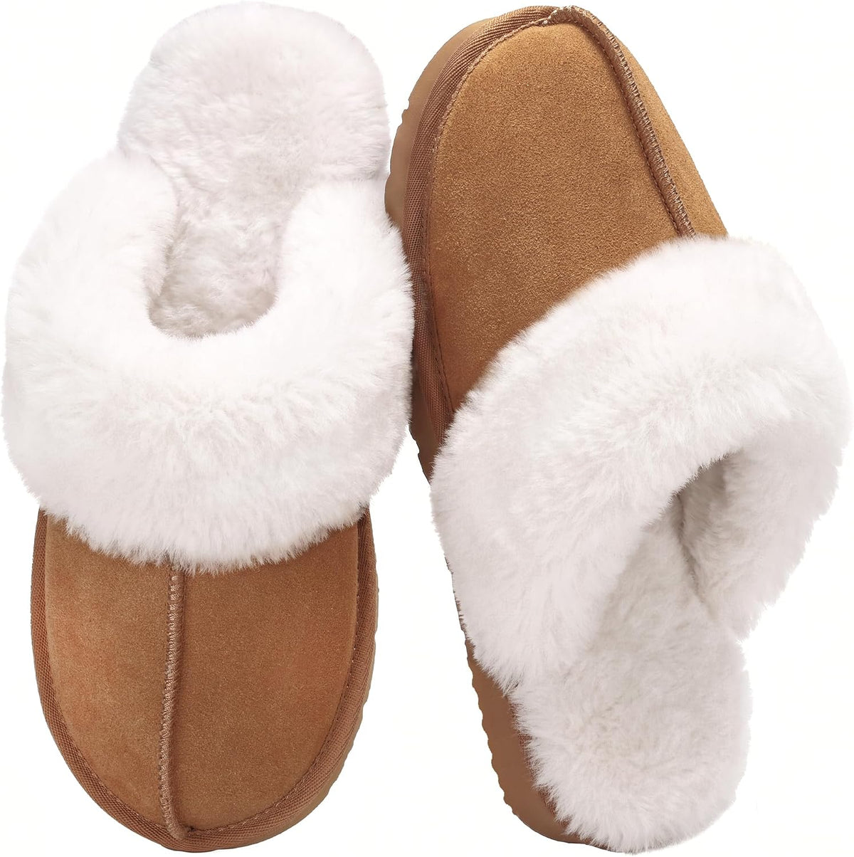 Fuzzy Slippers for Women Cozy Faux Fur House Shoes Memory Foam Slippers