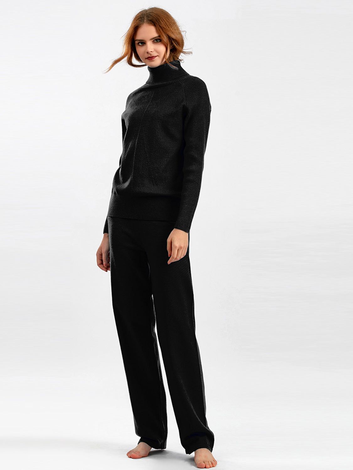 Basic Bae Turtleneck Raglan Sleeve Top and Pants Sweater Set Trendsi