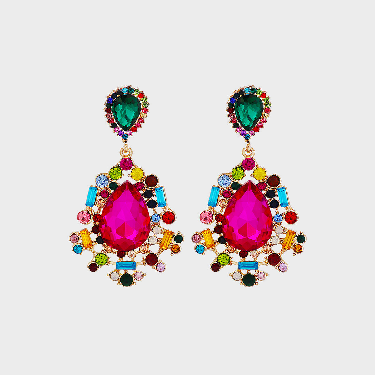 Teardrop Shape Rhinestone Alloy Dangle Earrings Trendsi