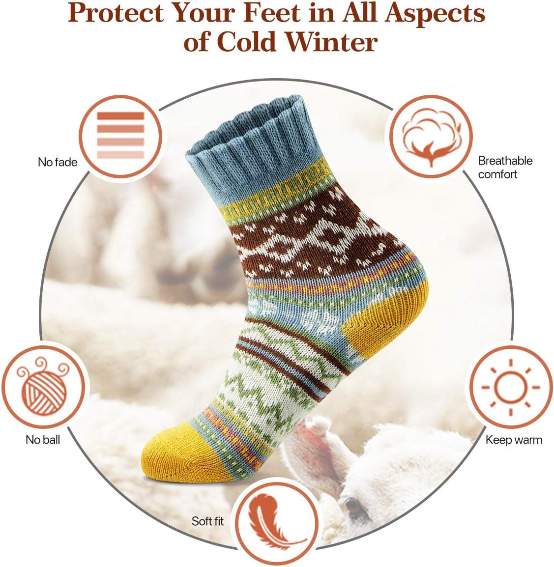 Socks for Women Winter Thick Warm Wool Socks Cozy Crew Christmas Gift