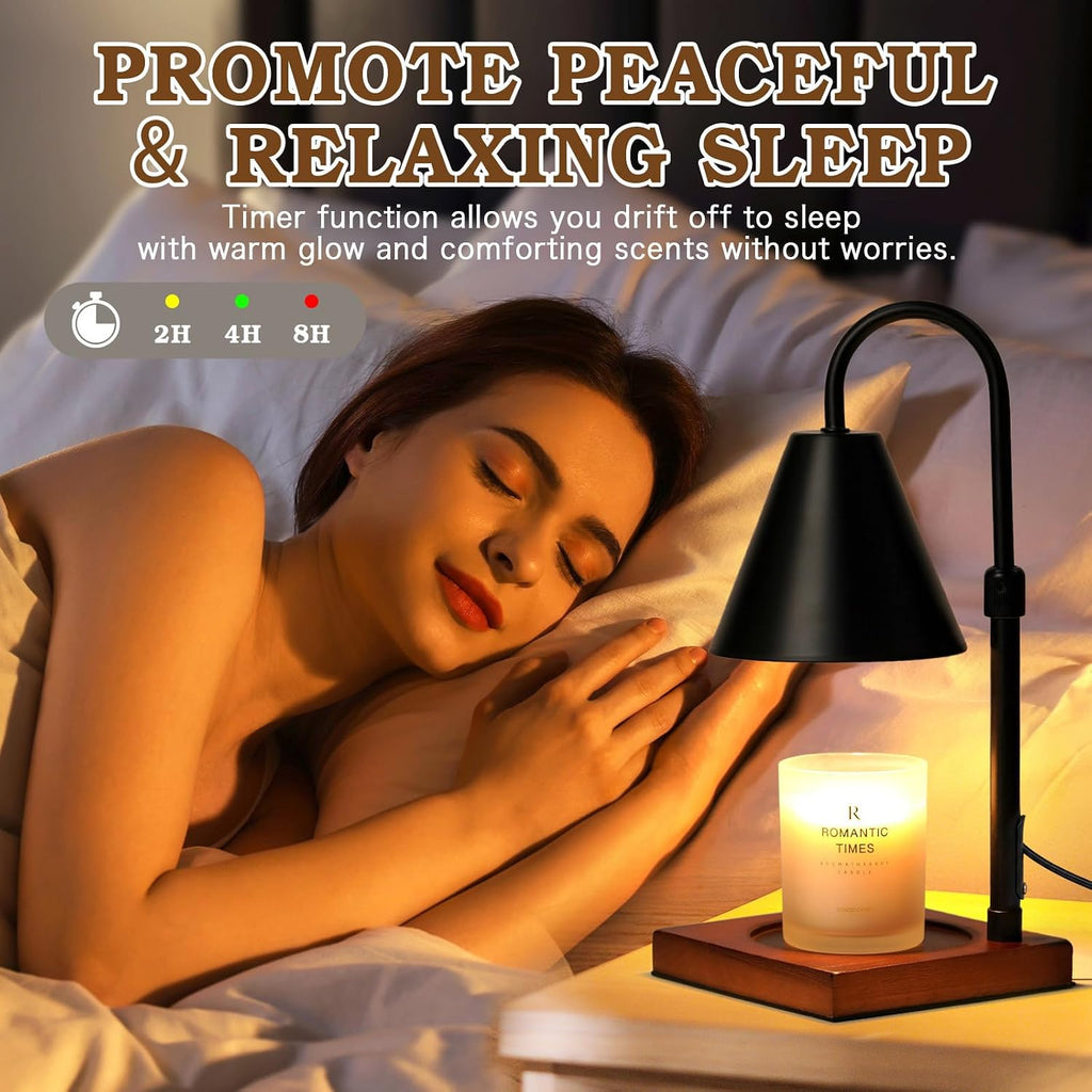 Modern Candle Warmer Lamp with Timer, Dimmable Candle Lamp Warmer, Mothers Day Birthday Gifts for Women Men, Black Candle Warmer, Adjustable Candle Light Warmer, Cozy Living Room Bedroom Home Decor