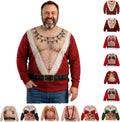 Men Ugly Christmas Sweater 3D Chest Hairy Santa Funny Sweatshir