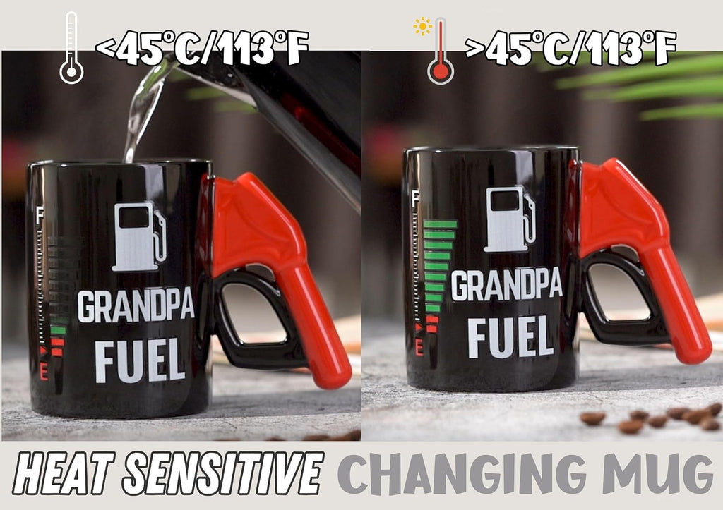 Grandpa Gifts Color Changing Fuel Coffee Mug with Fueling Nozzle Handle, Funny Gifts for Grandpas, 13.5Oz/400Ml for Christmas, Father'S Day