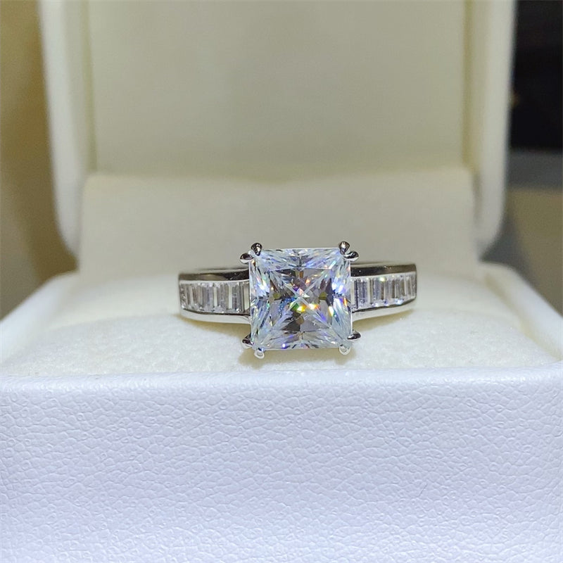 3 Carat Moissanite 925 Sterling Silver Square Shape Ring Trendsi