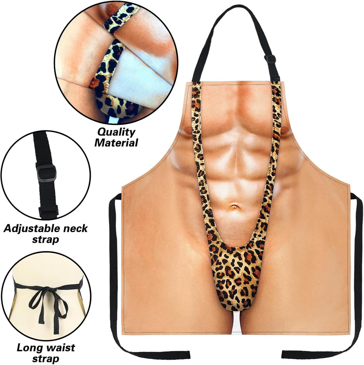 Funny Men Cooking Grilling Aprons Belly BBQ Funny Gag Gifts for Christmas, White Elephant Gift Exchange (Musclemankini, One Size)