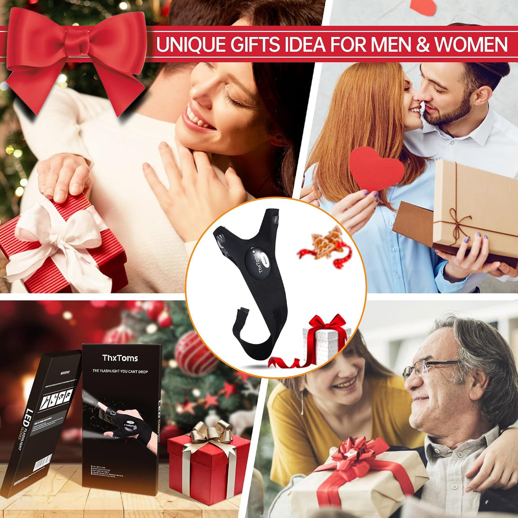 LED Flashlight Gloves, Stocking Stuffers for Men Dad Husband Adults