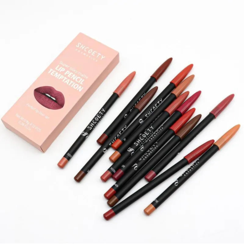 12-Piece Waterproof Matte Lip Liner Set: Redefine Your Lips with Precision and Style
