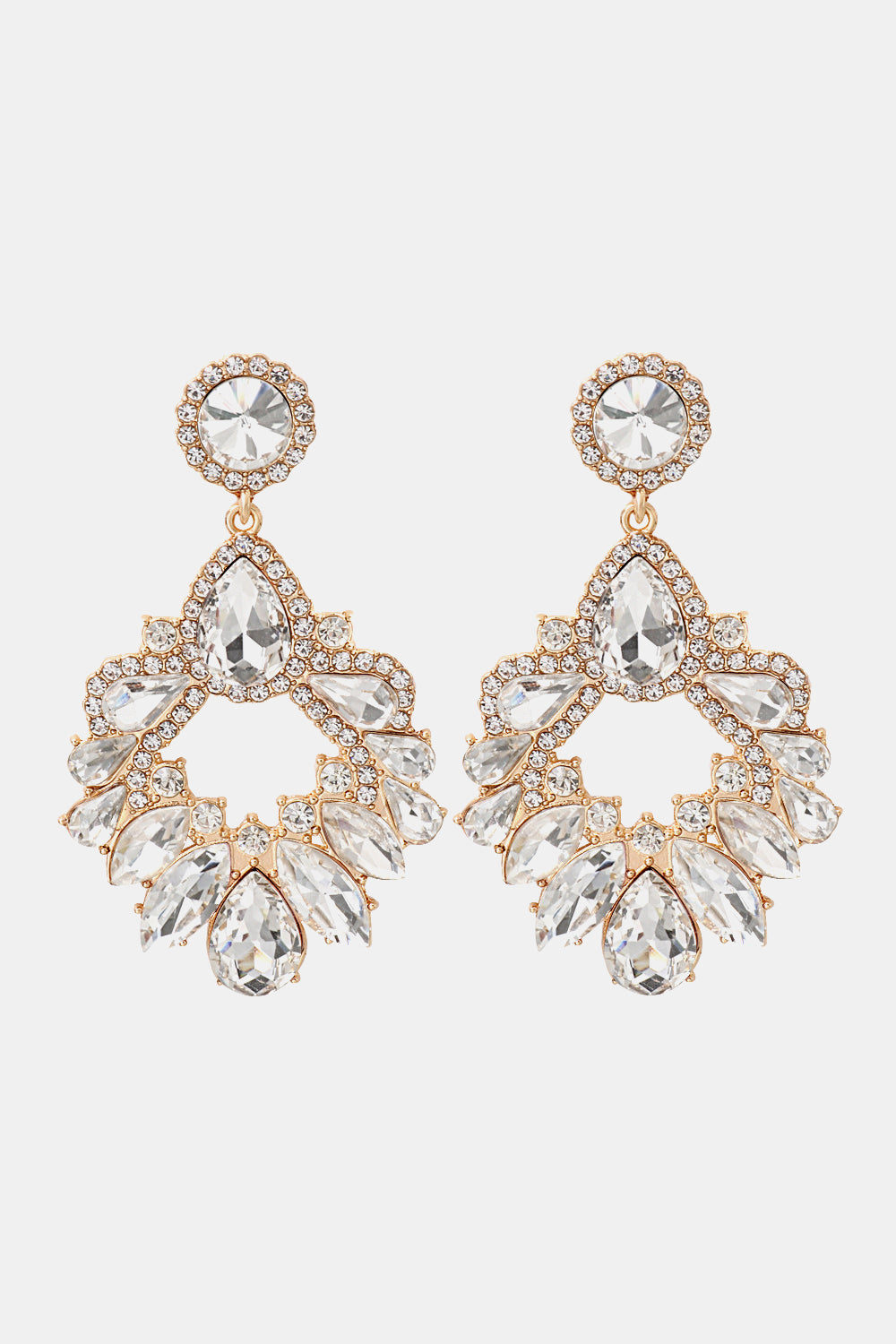 Zinc Alloy Frame Glass Stone Dangle Earrings Trendsi