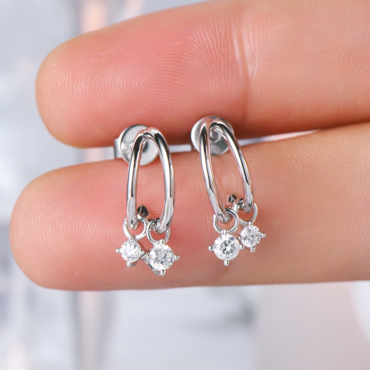 925 Sterling Silver Moissanite C-Hoop Earrings Trendsi