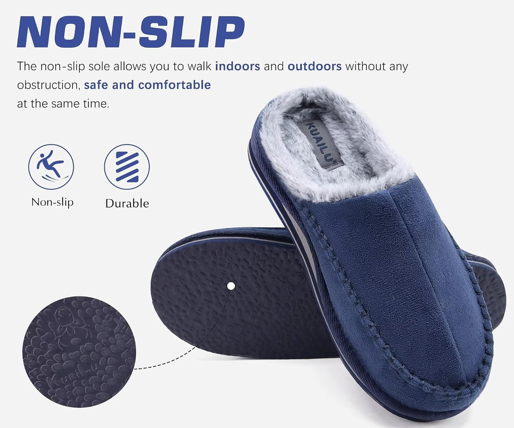 Mens Slippers Orthopedic Arch Support Suede Fluff Plush Home Shoes