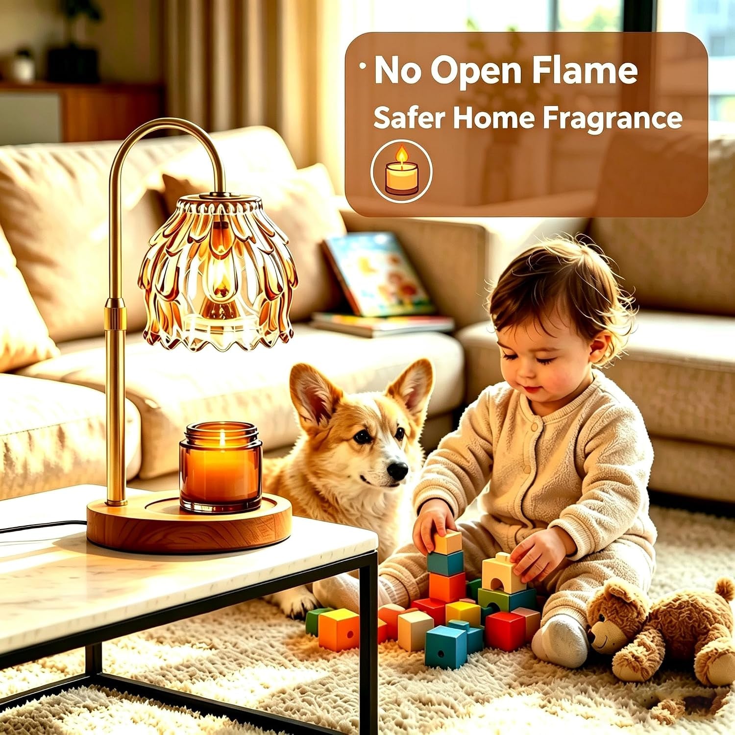 Candle Warmer Lamp, Height Adjustable with Timer & Dimmer, Flameless Wax Melter for Scented Jar Candles, Aromatherapy Fragrance Light, Housewarming Gift for Mom & Women, Bedroom Home Decor