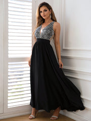 Contrast Sequin Sleeveless Maxi Dress Trendsi