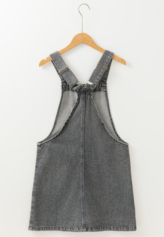 Wide Strap Button Down Denim Overall Dress Trendsi